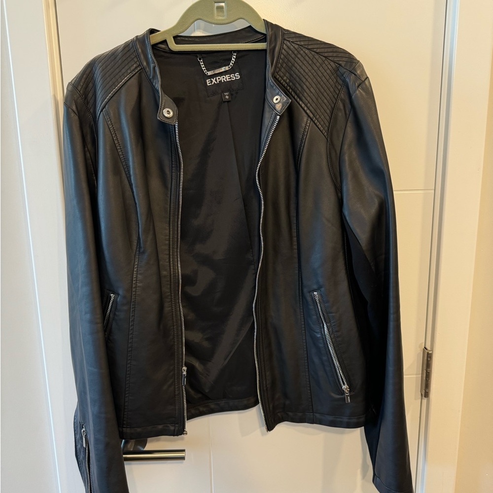 Express black faux leather jacket XL